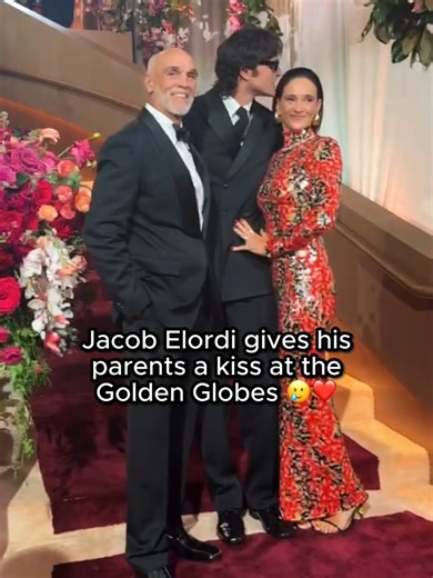 We love a family man! 🥹 Jacob Elordi is showing some love to his parents at the #GoldenGlobes. #jacobelordi