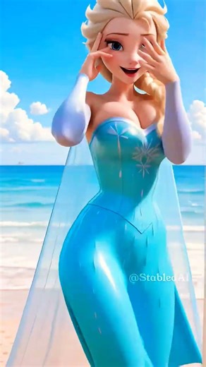 Elsa's SHOCKING Beach Transformation! Disney Fans WONT Believe This! ❤️🔥 #SHORT #stabledai