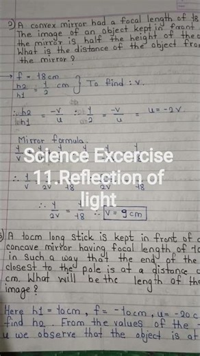 9th Science 1#Excercice 11.Reflection of light