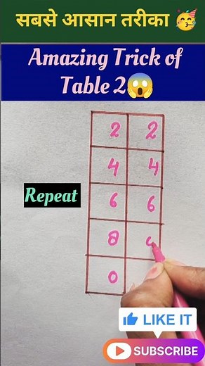 🔥Table of 2 Easiest Way 🥳#shorts #education #table