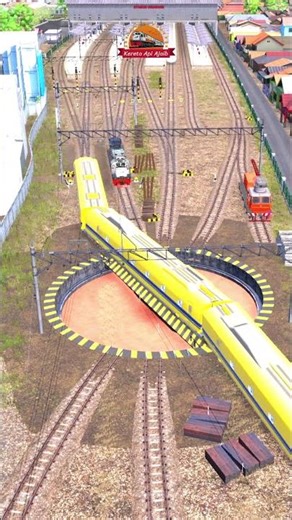 kereta api cepat melewati rel turntable otomatis canggih #train #railtrack #turntable