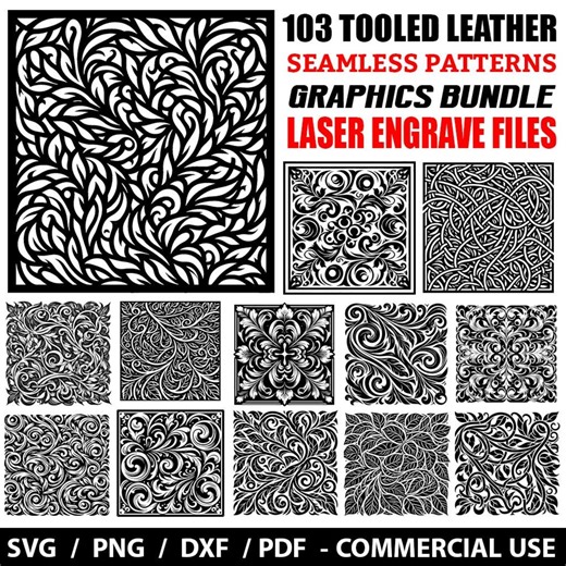 Tooled Leather Laser Engraving Seamless Pattern SVG Bundle, Leather Wood & Metal, Mugs, Ornamental Designs, Instant Download. Commercial Use - Etsy