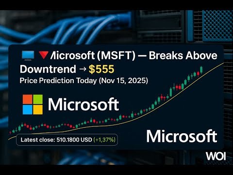 💻 🔻 📈 Microsoft (MSFT) — Breaks Above Downtrend → $555 | Price Prediction Today (Nov 15, 2025)