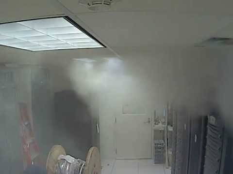FM200 fire suppression gas releasing in server room
