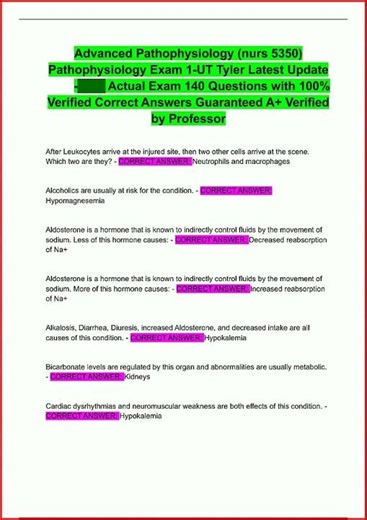 Advanced Pathophysiology Nurs 5350 Pathophysiology Exam 1Ut video