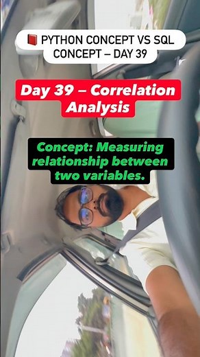 Day 39 — Correlation Analysis\rConcept: Measuring relationship between two variables