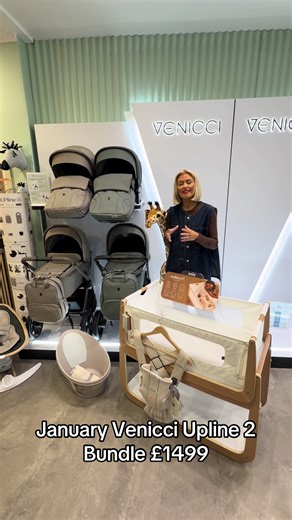 JANUARY VENICCI UPLINE2 BUNDLE £1499 🙌👌 This is a an amazing bundle for the full month of January…everything you need for your newborn baby! Whats’s included?! ✨ Venicci Upline 2 Bundle ✨ Venicci Tiago Black Car seat & 360 Isofix base ✨ Snuzpod 5 ✨ Oyster Motion Rocker ✨ Baby Björn Carrier ✨ Cuddle Co Giraffe ✨ Shnuggle Bath ✨ Mamas & Papas Blanket This bundle is available in store and online. Secure your bundle online with a deposit by entering code DEPOSIT at checkout. Send us a message with