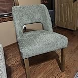 VKNOW Wooden Dining Chairs Set of 6, Modern Fabric Upholstered Dining Room Chair Kitchen Chairs, Farmhouse Dinner Chair for Kitchen Dining Room, Green-Black Legs