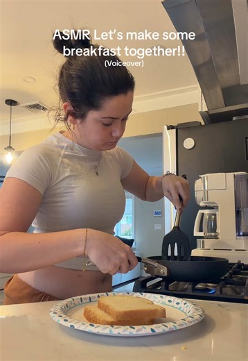 #ASMR Good morning friends!! Let’s cook some breakfast together!!🍳 Today I made some scrambled eggs with cheese, some buttered toast, and a vanilla iced coffee— my current hyperfixation breakfast that is SO yummy & so easy to make!!😊 This is my first time filming a video like this, so let me know how you like it in the comments!!🩷 I hope you enjoy🫶🏻🫶🏻🫶🏻 Also!!! The scars on my stomach are from my cholecystectomy last month (gall bladder removal surgery). Watching this back I realized I 