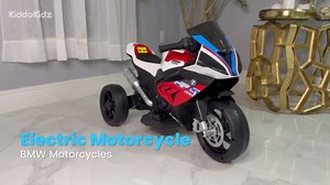Licensed BMW Kids Motorcycle - 12V Motorcycle Ride On Toy for Kids Ages 3-5 Years, 3-Wheel Electric Motorcycle with Reverse, Headlight, Horn, Music（Blue）
