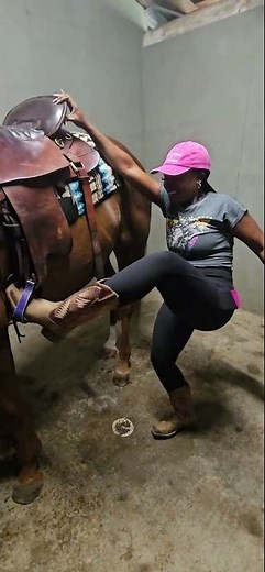 How she mounts a horse