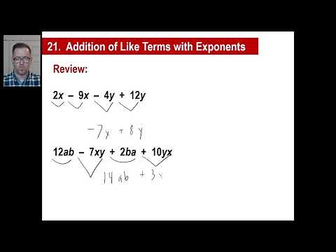 Saxon Math - Algebra 1: 3rd Edition (Lesson 21 - Product Rule for Exponents, Addition of Like Terms)