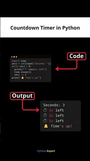 Build a Countdown Timer in Python in 10 Seconds! 🐍🔥 #developer #programming #python #coding #project