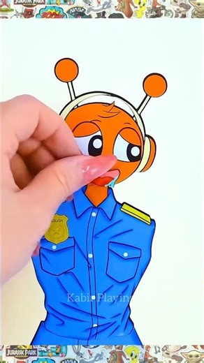 Sticker Art: Alien Police Love Story! 👽👮‍♂️✨ Day 37 #shorts