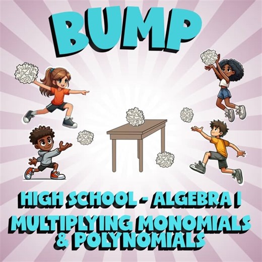 Multiplying Monomials & Polynomials BUMP Math Game - No Prep Algebra 1 Review