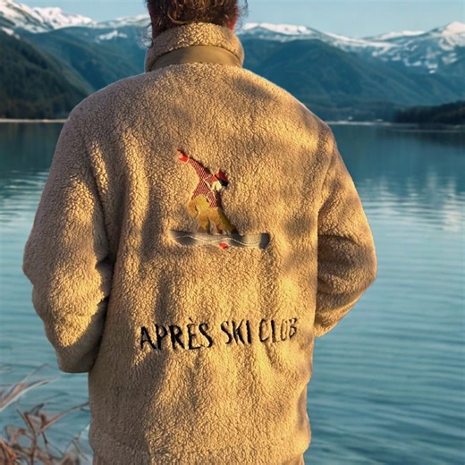 Embroidered Fleece Jacket, Unisex Sherpa Snowboard Apres Ski, Recycled Polyester - Etsy