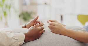 Hands, angry gesture and couple fight, conflict and counseling for marriage problem, infidelity and relationship crisis. Frustrated, stress and people with argument, risk of divorce and confrontation