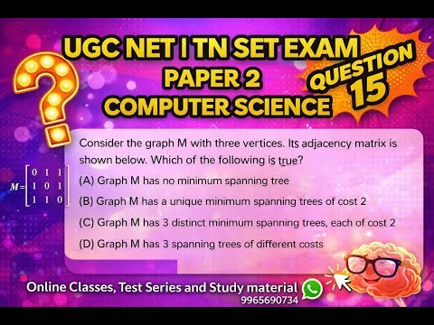 NTA UGC NET | TN SET | Computer Science | PYQ-15 | 2026 | Ekalavya Academy