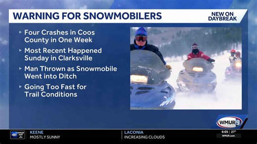 Officials say they responded to four recent snowmobile crashes in northern NH