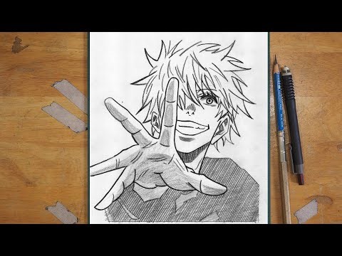 Easy Gojo Satoru Drawing Tutorial | How To Draw Anime Step by Step