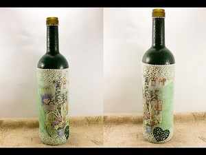 DIY #61 Decoupage on wine bottle for Valentine day gift decoupage on glass tutorial for beginners