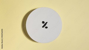 Stop motion Animation of different-sized zero percent symbol on a beige background—seamless loop.