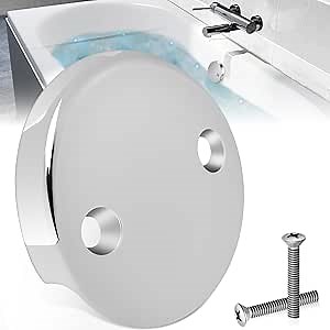 Tub Overflow Drain Cover Replacement Universal 2 Hole Bathtub Overflow face Plate with Screws Universal Tub Overflow Cover Easy to Install for Bathtub Drain Kit