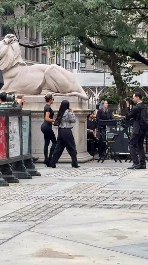 6.7M views · 5.3K reactions | Back in New York, Kim Kardashian, along with mom @krisjenner and sister @khloekardashian arrive to the public viewing of the @nike @skims “Bodies of Work” performance at the New York Public Library showcasing the debut collection. Video: @nikarajohns | WWD | Facebook