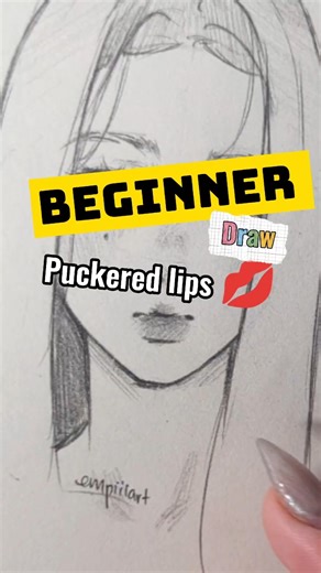 This puckered lips 💋 too easy to draw - As a beginner #shorts #empiiiart