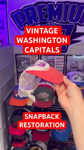 🔥🧼Vintage Washington capitals snapbackhat cleaning and restoration from th 90’s sports specialties