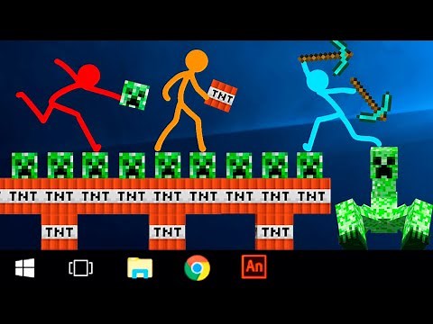 Animation VS Minecraft Cartoon TNT TRAP ⚡ Stick Figure vs Minecraft Movie