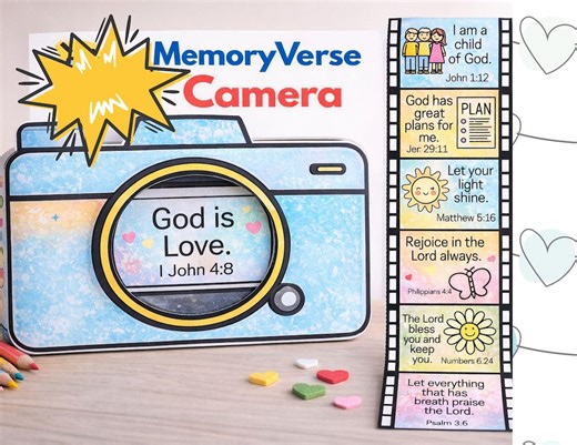 Memory Verse Camera Craft | Bible Verse Activity for Kids | Christian Printable Sunday School Craft | Scripture Memorization Activity - Etsy