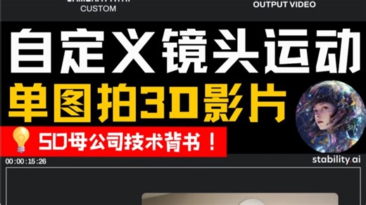 图片能拍3D影片！还自定义镜头运动！SD出品！Stable Virtual Camera