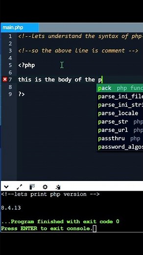 PHP Syntax in 60 Seconds ⚡ | Beginner Friendly | #shorts #youtubeshorts