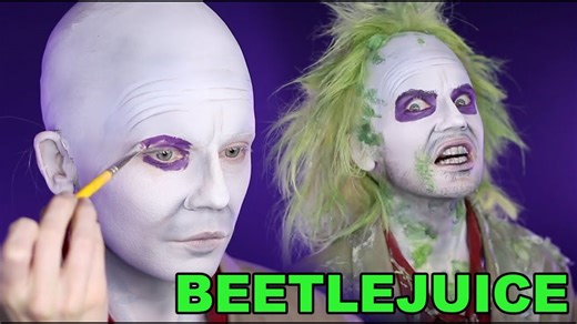 Beetlejuice cosplay makeup transformation tutorial