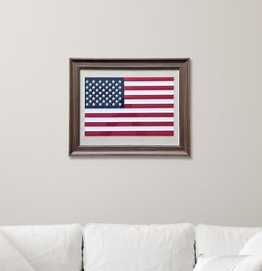 Framed American Flag: Vintage Linen-backed Cotton Decor - Etsy