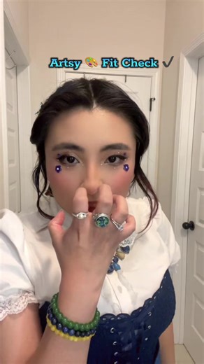 Artsy Fit Check ✔️✨🤌🎨 Van Gogh’s Iris painting themed and inspired 🪻💙✨🎨 #bladerunnerbabe #fitcheck #artsy #wearableart #vangogh