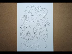 How To Draw Simba,Timon & Pumbaa || The Lion King Drawing || Disney cartoons