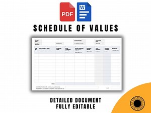 Schedule of Values Template, Editable Word and PDF Form, Printable Contractor Billing Sheet, Construction Payment Tracker, Instant Download - Etsy