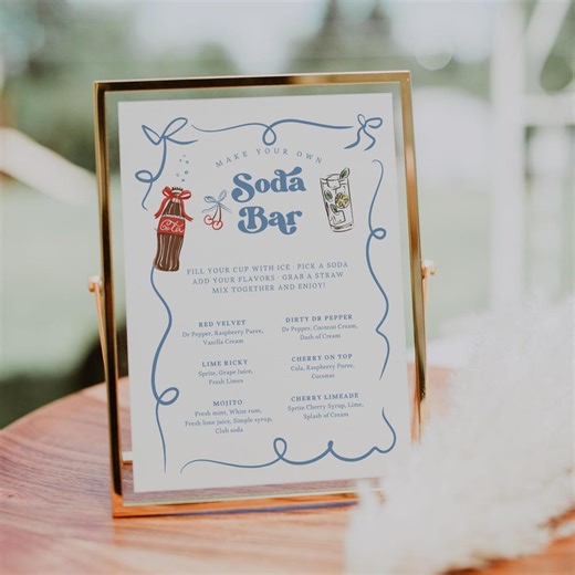 Soda Bar Sign Template, She's Ready to Pop Sign, Soda Bar Menu, Cola Signature Drink, Canva Editable Template S26 - Etsy