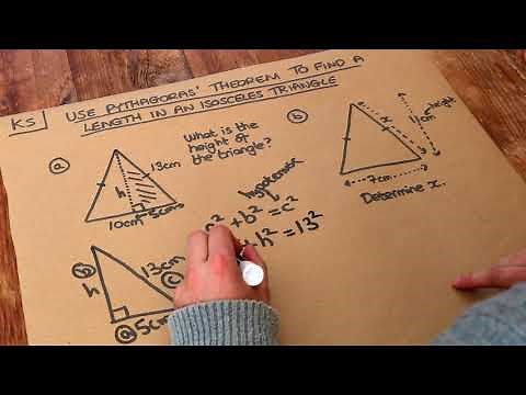 Key Skill - Use Pythagoras' theorem to find a length in an isosceles triangle.