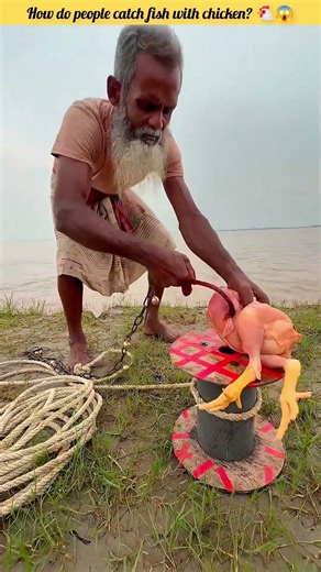 how do people catch fish with chicken? 🐔😱 #shorts #original #youtubeshorts