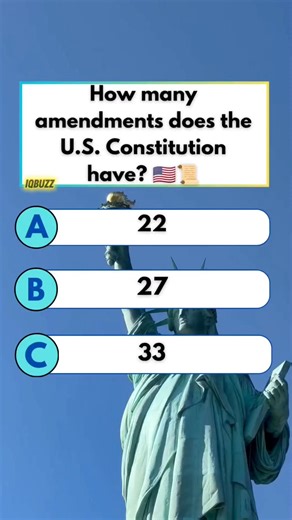 Test your U.S. knowledge! 🇺🇸📘 How many amendments are in the U.S. Constitution? Comment your answer below! ⬇️🧠 #ViralQuiz #usa #usafacts #usaquiz #americagovernment #quiz | IQBuzz
