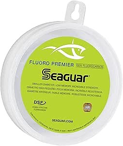 Seaguar Fluoro Premier Saltwater Fishing Line Shock Leader, 100% Fluorocarbon, Multiple Sizes