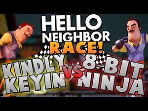 HELLO NEIGHBOR RACE TO THE BASEMENT ~ Kindly Keyin VS The 8-Bit Ninja! ~ Hello Neighbor Alpha 3 Game