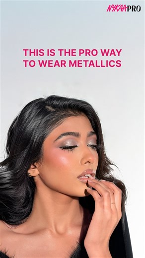 Manisha Bali 🧿🍀 on Instagram: "Proof that metallic eyes don’t need to feel heavy or costume-like to make a statement. This is metallic glam with restraint. Strategic shine, softened edges and dimensional skin that lets the metal do what it does best. [ metallic eyes , makeup ; makeup trends , Nykaa ]"