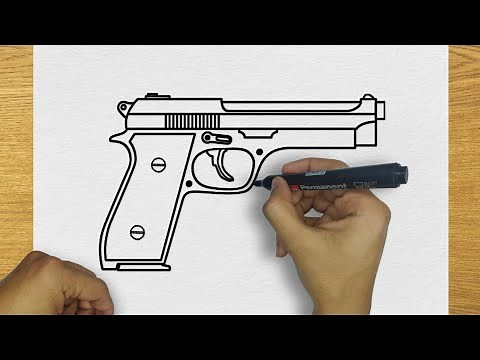 HOW TO DRAW A BERETTA M9 PISTOL STEP BY STEP | DRAWING PISTOL EASY