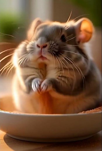 Chinchilla Takes a Dust Bath