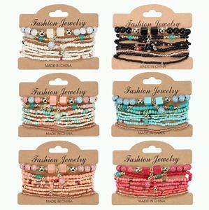 [Hot Item] Women Bohemian Bracelets Handmade Beaded Bracelet Set in 8 Pieces/Set