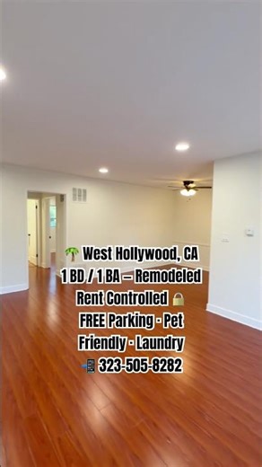 Remodeled WeHo 1BD for Rent — Rent Controlled + FREE Parking 🔒🌴
